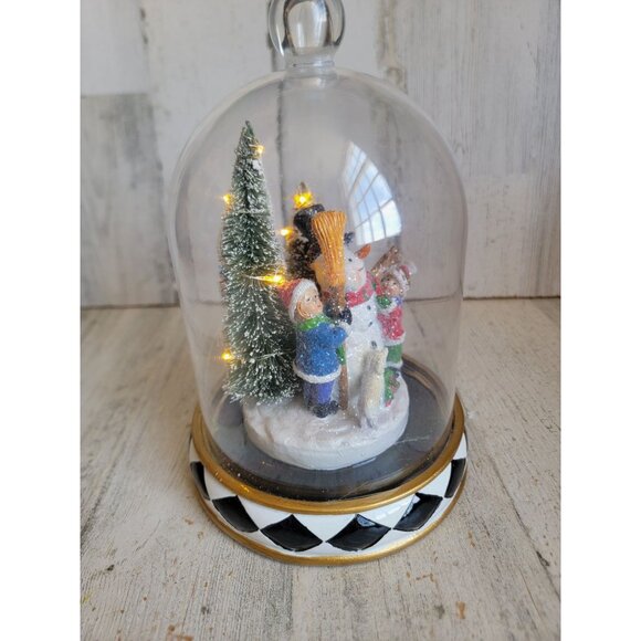 Children building snowman snow globe light up Xmas home decor figure - Picture 3 of 7